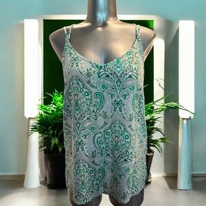 ✅Elegant Green Paisley Camisole Top